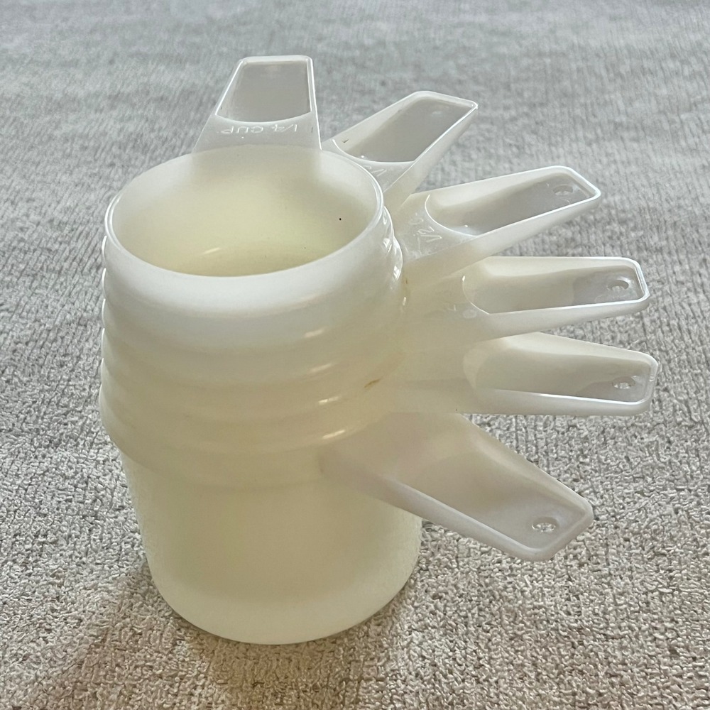 Vintage Tupperware Nesting Measuring Cups Set of 6 Sheer White 766-3 Made in USA